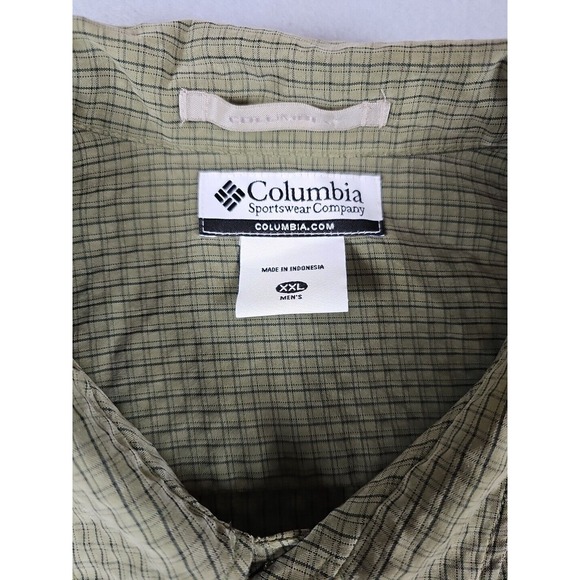 Columbia Men's 2XL Modal Polyester Blend Button Down Green Black Plaid Shirt - Picture 2 of 11